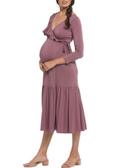 Nadine Maternity Wrap Dress - Cameo - Mums and Bumps