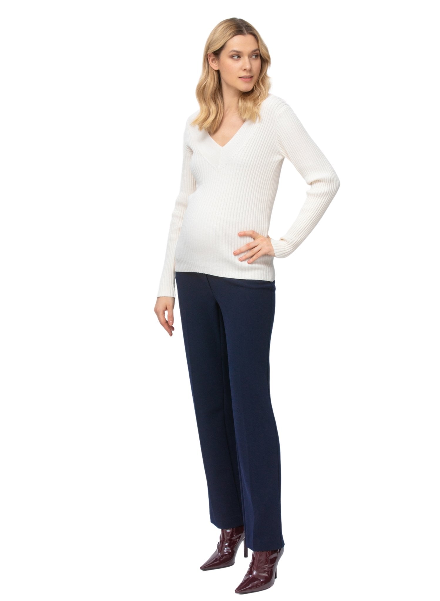 Noah Straight Leg Maternity Pants - Navy - Mums and Bumps