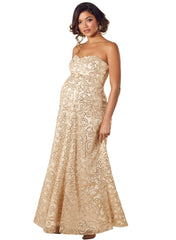 Olivia Maternity Gown - Champagne Shimmer - Mums and Bumps