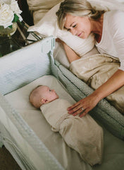 Organic Starter Swaddle with Long Sleeves (0-3M) - Oatmeal Stripe - Mums and Bumps