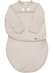 Organic Starter Swaddle with Long Sleeves (0-3M) - Oatmeal Stripe - Mums and Bumps