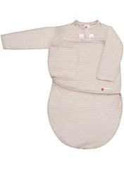 Organic Starter Swaddle with Long Sleeves (0-3M) - Oatmeal Stripe - Mums and Bumps