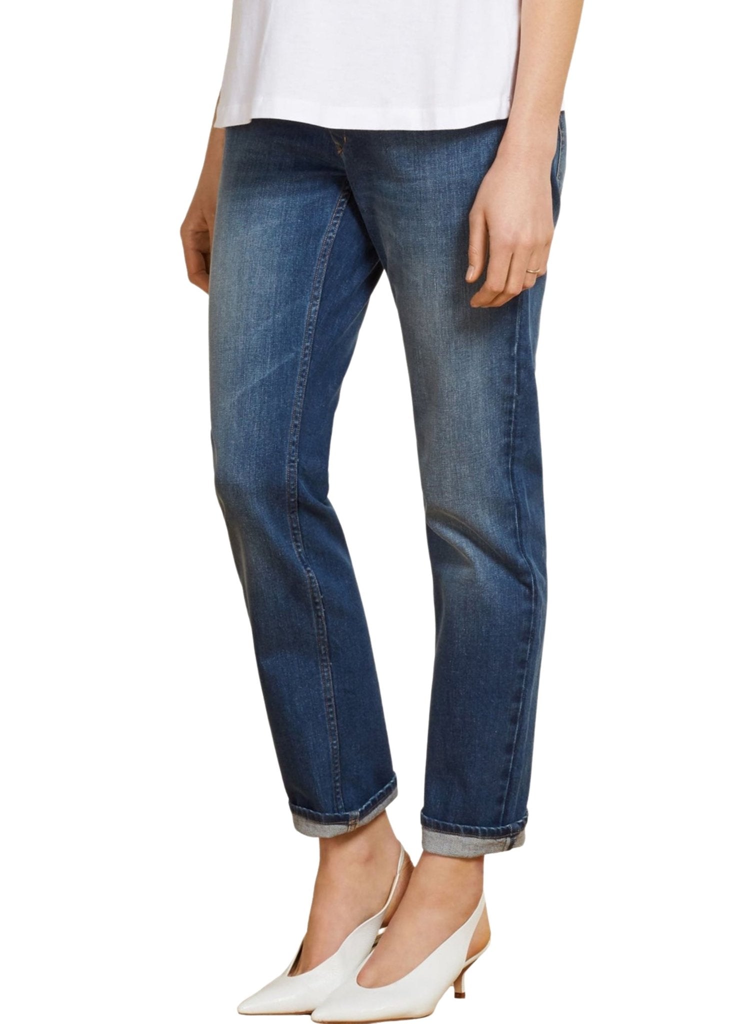 Over the Bump Maternity Relaxed Jeans - Washed Indigo - Mums and Bumps