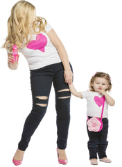 Pink Heart & Mini Pink Heart T-Shirts - Mums and Bumps