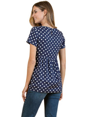 Polka Dot Printed Maternity Blouse with Gathering - Mums and Bumps