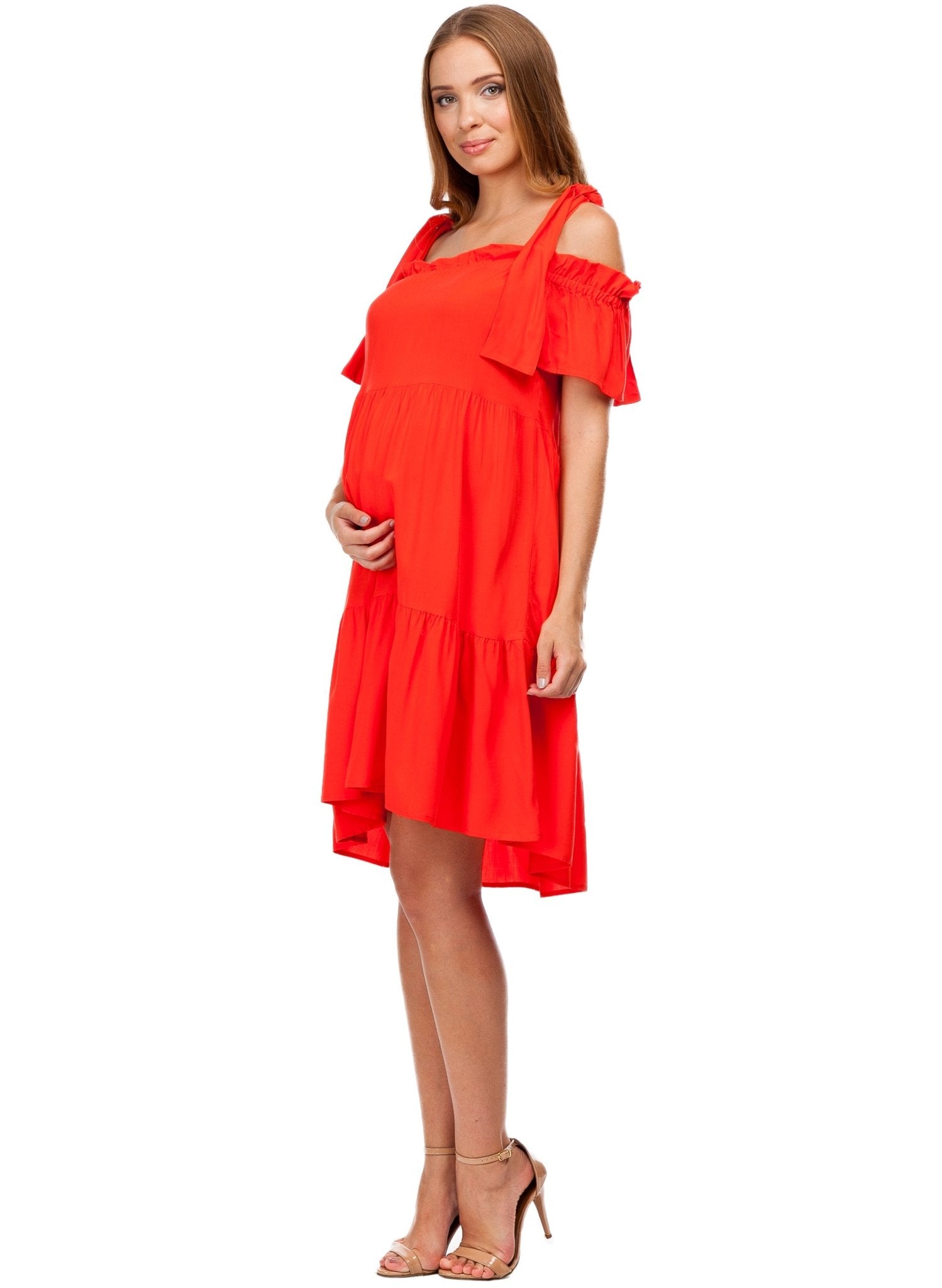 Positano Maternity Dress - Red - Mums and Bumps