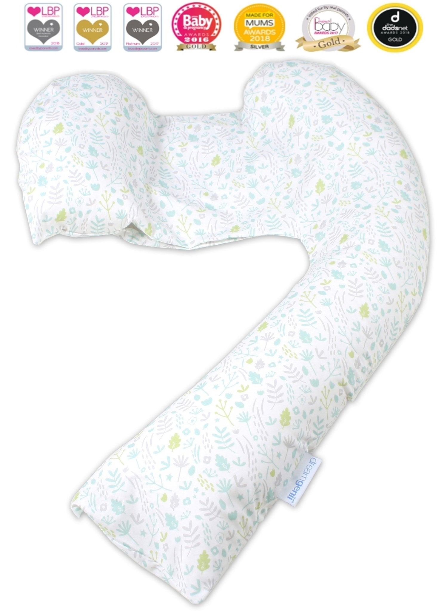 Pregnancy, Support & Feeding Pillow - Green/Grey - Mums and Bumps