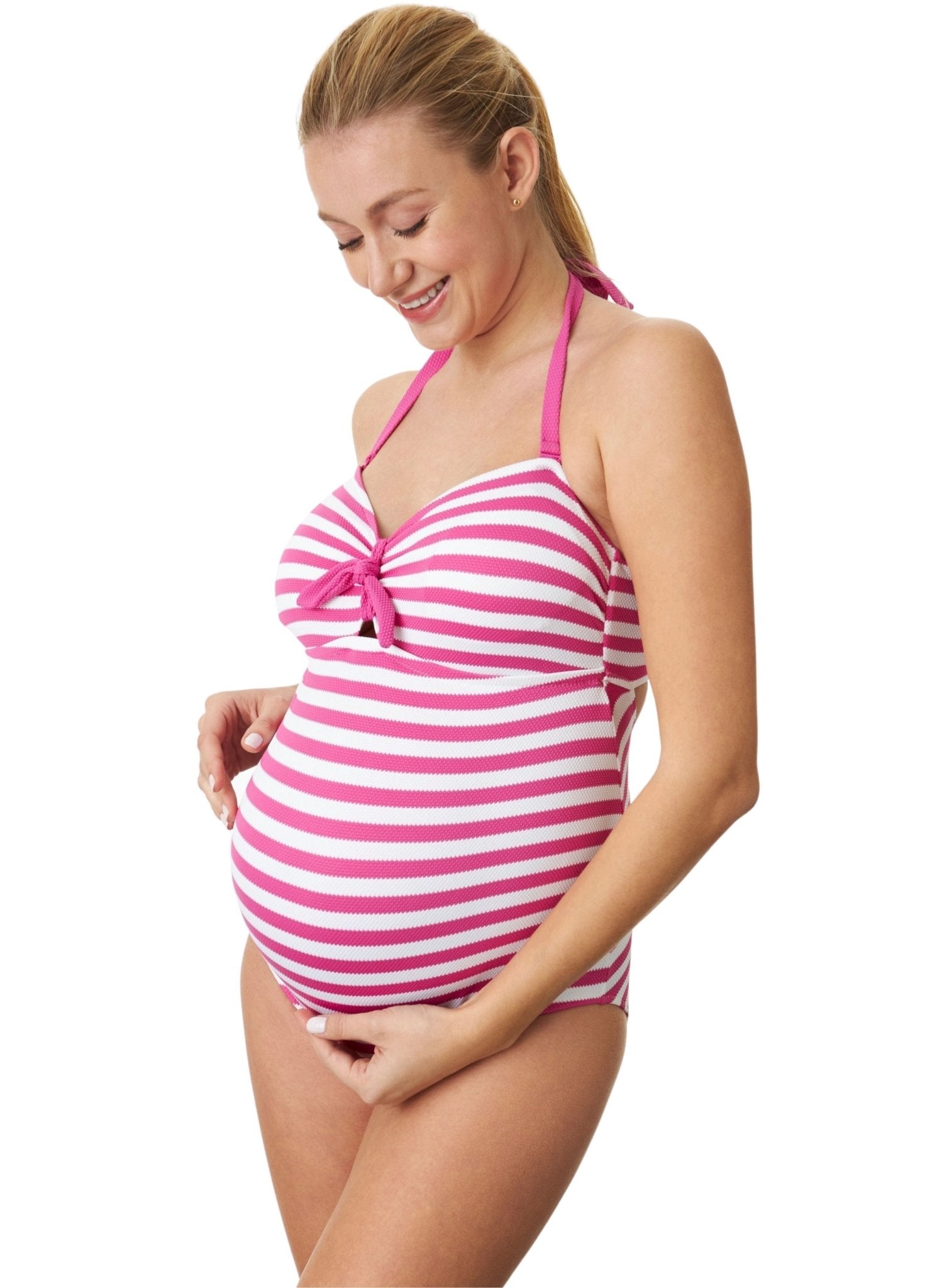 Rimini Pink Stripe One Piece Maternity Swimsuit - Mums and Bumps