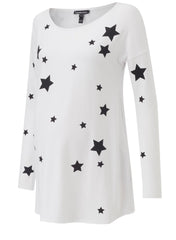 Rosie Maternity Print Top - White & Black Stars - Mums and Bumps