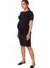 Ruched T-Shirt Maternity Dress - Black - Mums and Bumps