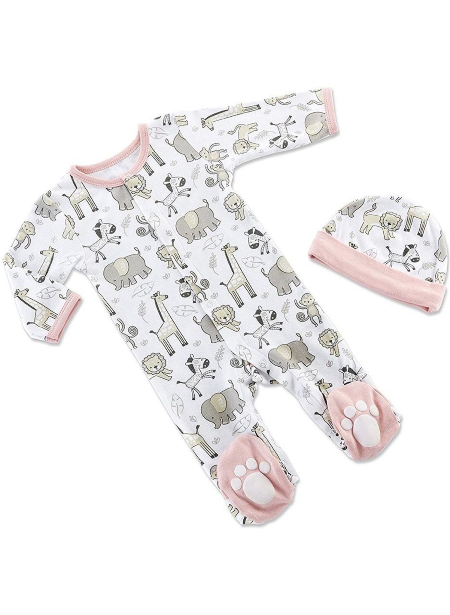Safari Pajama 2-Piece Gift Set - Pink (0-6M) - Mums and Bumps