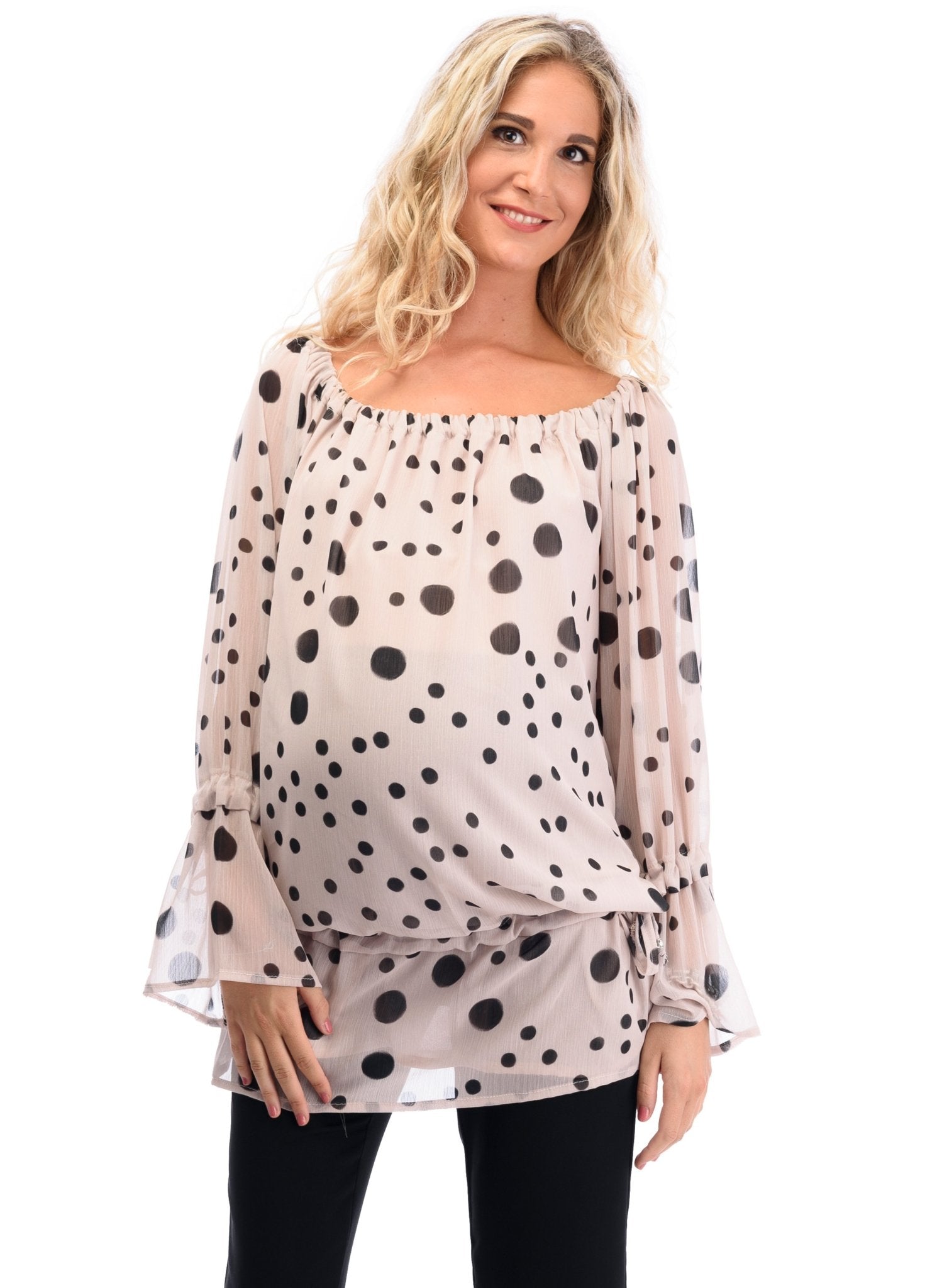 Satin Dotted Print Maternity Top - Mums and Bumps