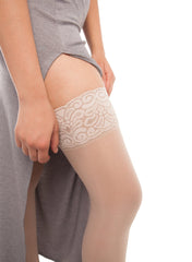 Sheer Thigh Highs - Medium Compression - Nude - Mums and Bumps