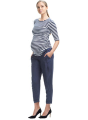 Shiloh Tie Waist Maternity Pant - Blue - Mums and Bumps
