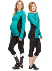 Stability Pull Over Maternity Hoodie - Teal/Black - Mums and Bumps