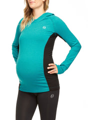 Stability Pull Over Maternity Hoodie - Teal/Black - Mums and Bumps