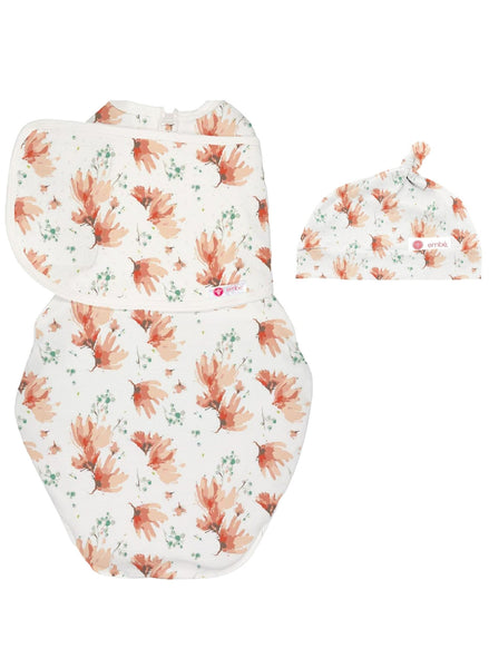 Starter 2-Way Swaddle + Hat Bundle (0-3M) - Blush Blossom