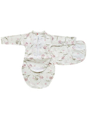 Starter Swaddle with Long Sleeves (0-3M) - Clustered Flowers - Mums and Bumps