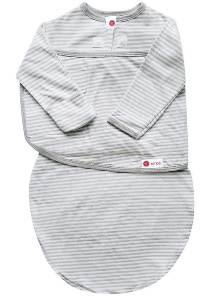 Starter Swaddle with Long Sleeves (0-3M) - Gray Stripe