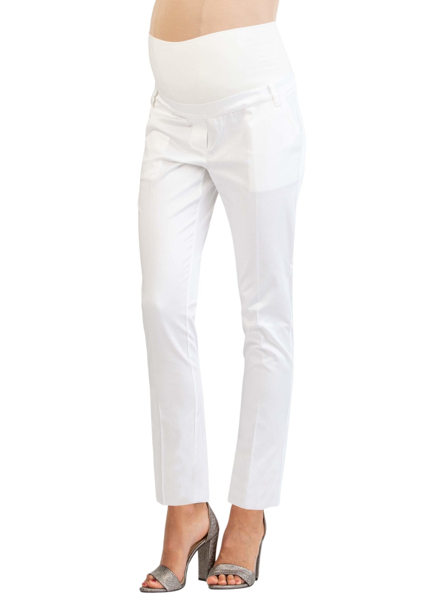 Straight Leg Tailored Maternity Trouser - White - Mums and Bumps