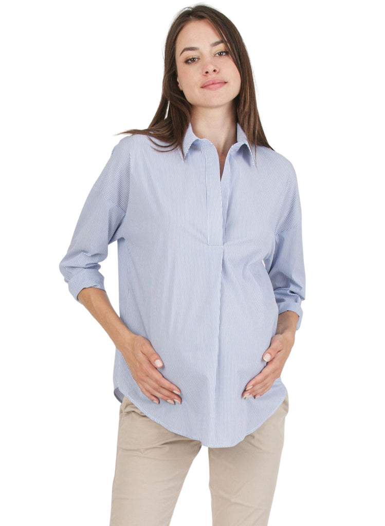 Striped Maternity Shirt - Blue – Mums and Bumps