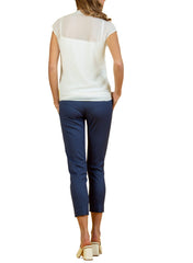 Tailored Maternity Trousers in Pique - Blue - Mums and Bumps