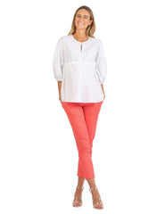 Tailored Maternity Trousers in Pique - Coral - Mums and Bumps