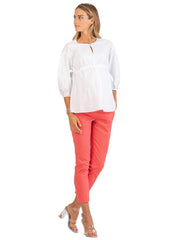 Tailored Maternity Trousers in Pique - Coral - Mums and Bumps