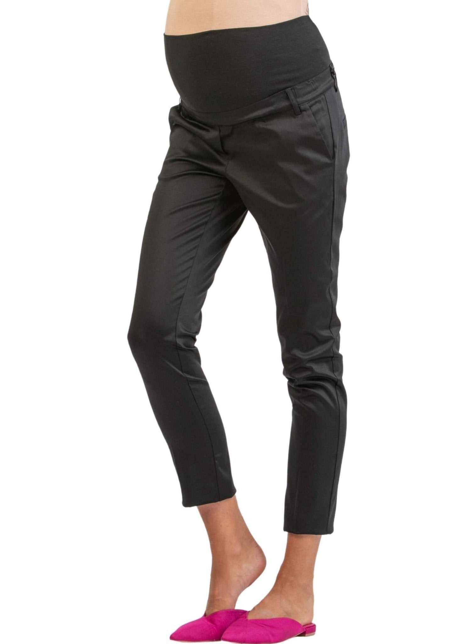 Tailored Maternity Trousers in Stretch-Cotton - Black - Mums and Bumps