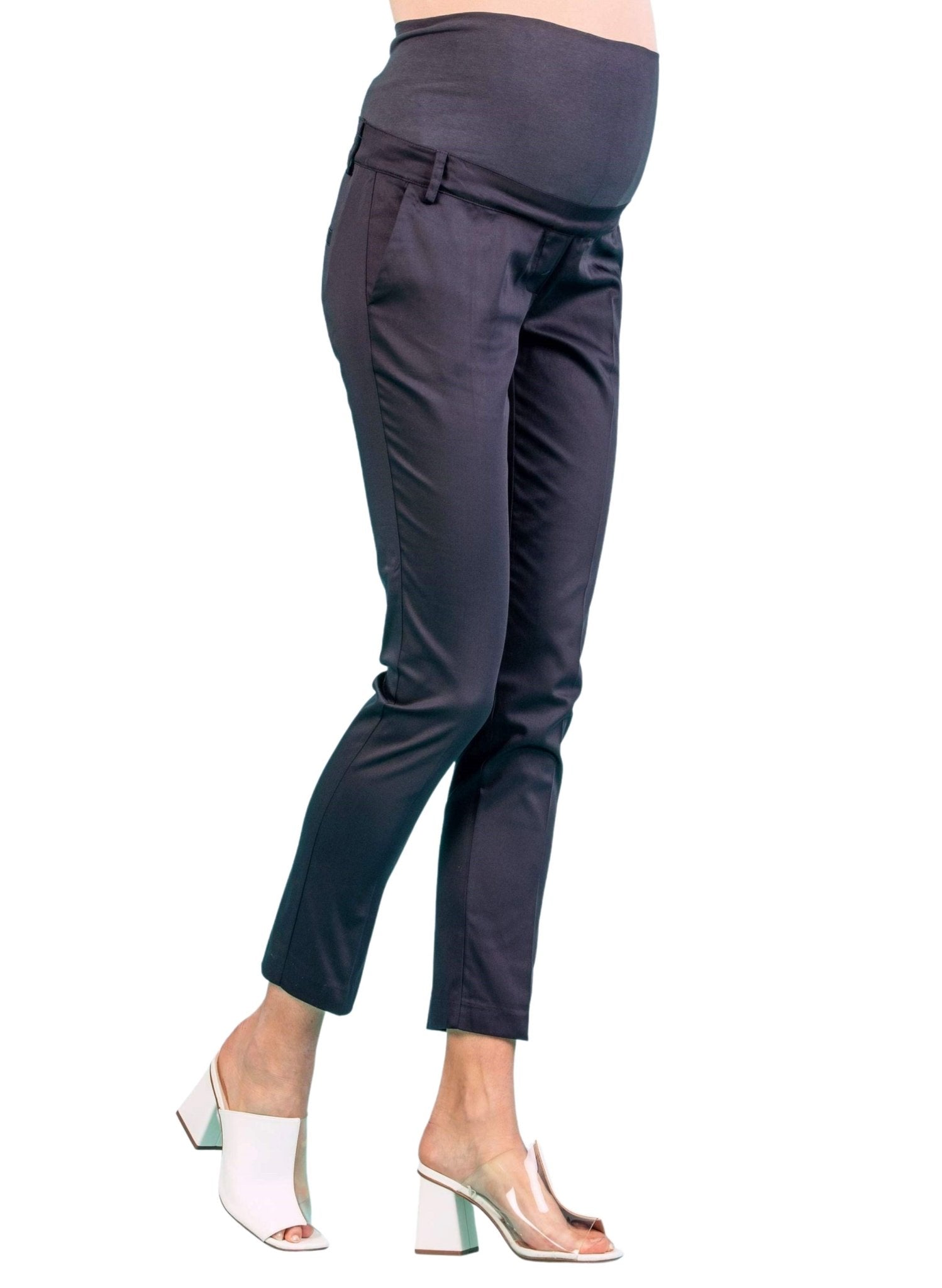 Tailored Maternity Trousers in Stretch Cotton - Blue - Mums and Bumps