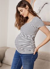 The Maternity Cap Scoop Top - Navy Striped - Mums and Bumps