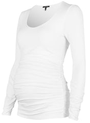 The Maternity Scoop Top - White - Mums and Bumps