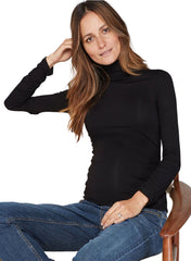Turtleneck Maternity Top - Black - Mums and Bumps