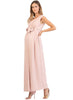 Wide Leg Maternity Jumpsuit with Front Ribbon - Pink - Mums and Bumps