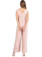 Wide Leg Maternity Jumpsuit with Front Ribbon - Pink - Mums and Bumps