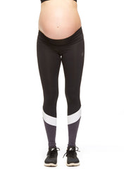 Zen Mid Waist Maternity Legging-Long - Black/White/Grey - Mums and Bumps