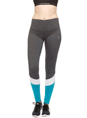 Zen Mid Waist Maternity Legging-Long - Grey/White/Teal - Mums and Bumps